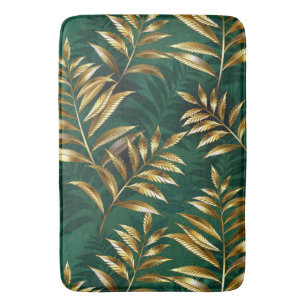 Seamless pattern with golden ferns bath mat