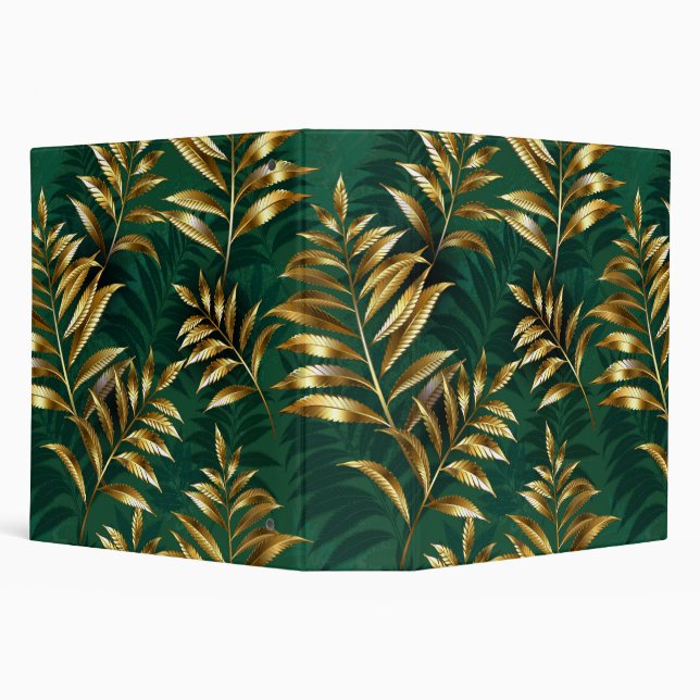 Seamless pattern with golden ferns binder (Background)