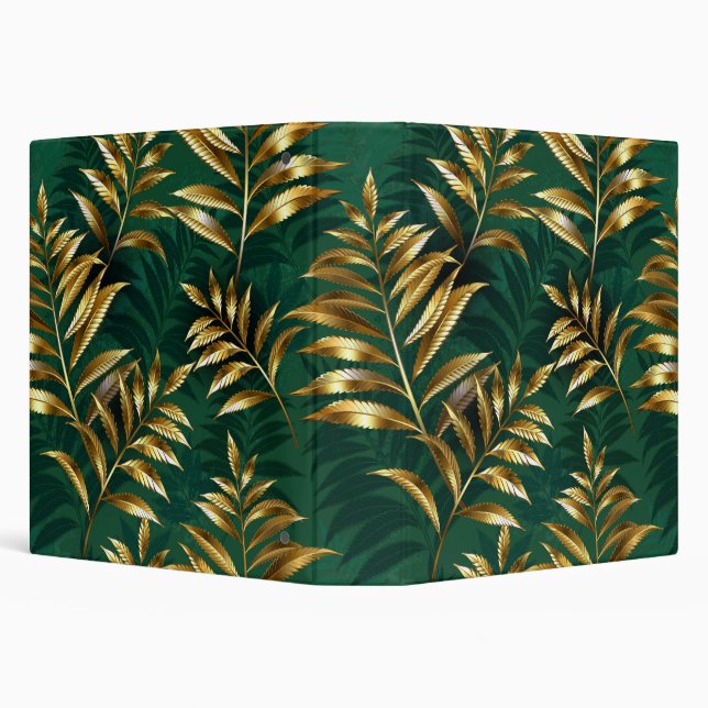 Seamless pattern with golden ferns binder (Background)