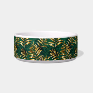Seamless pattern with golden ferns bowl