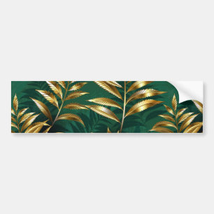Seamless pattern with golden ferns bumper sticker
