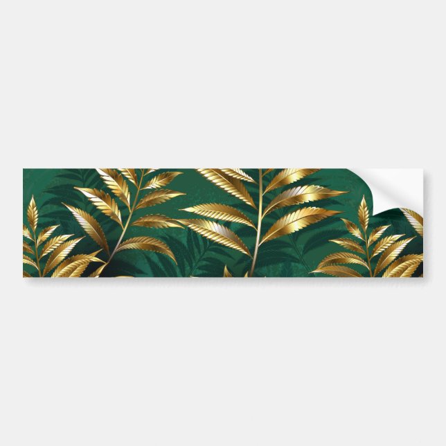 Seamless pattern with golden ferns bumper sticker (Front)