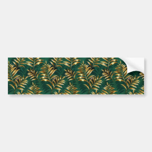 Seamless pattern with golden ferns bumper sticker