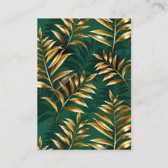 Seamless pattern with golden ferns calling card (Front)