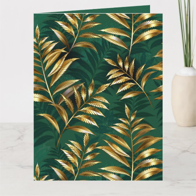 Seamless pattern with golden ferns card (Front)