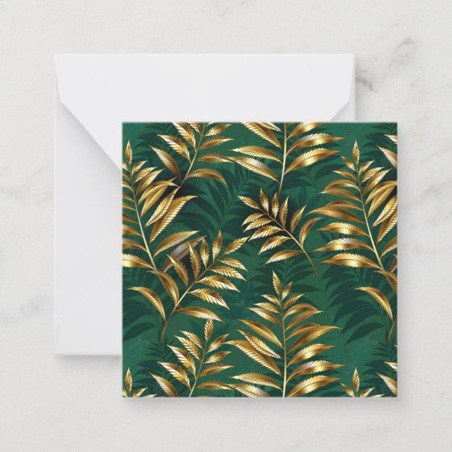 Seamless pattern with golden ferns card (Front)