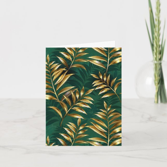 Seamless pattern with golden ferns card (Front)