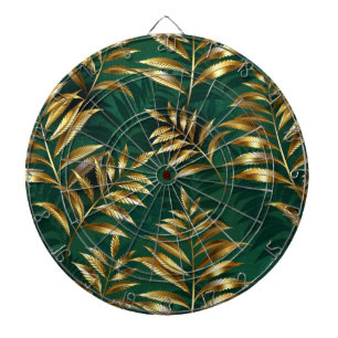 Seamless pattern with golden ferns dartboard