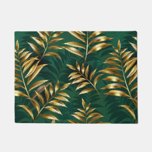 Seamless pattern with golden ferns doormat