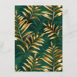 Seamless pattern with golden ferns enclosure card