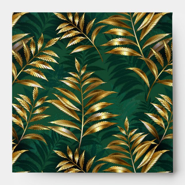 Seamless pattern with golden ferns envelope (Front)
