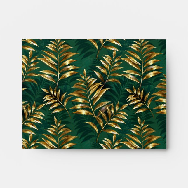 Seamless pattern with golden ferns envelope (Front)