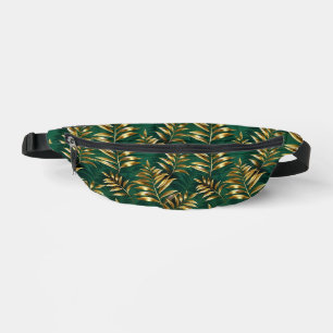 Seamless pattern with golden ferns fanny pack
