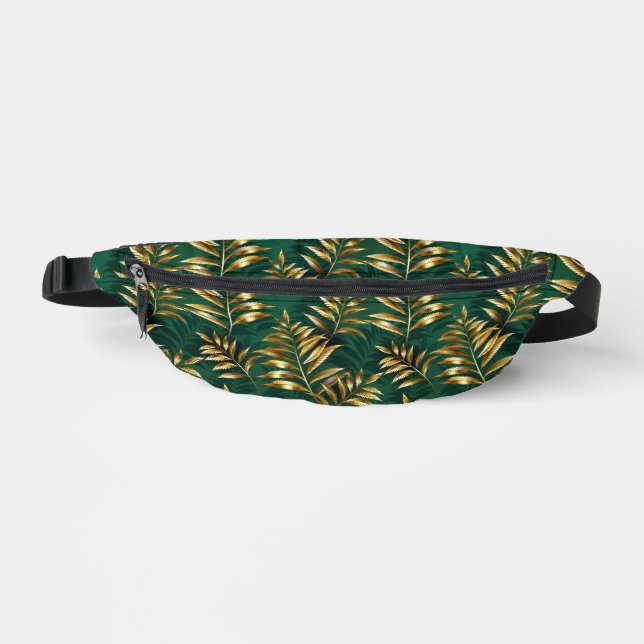 Seamless pattern with golden ferns fanny pack (Front)