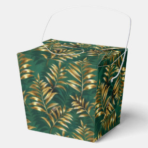 Seamless pattern with golden ferns favor box
