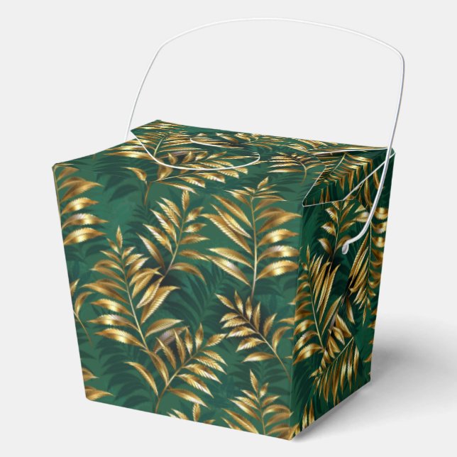 Seamless pattern with golden ferns favor box (Front)