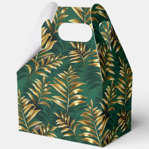 Seamless pattern with golden ferns favor box