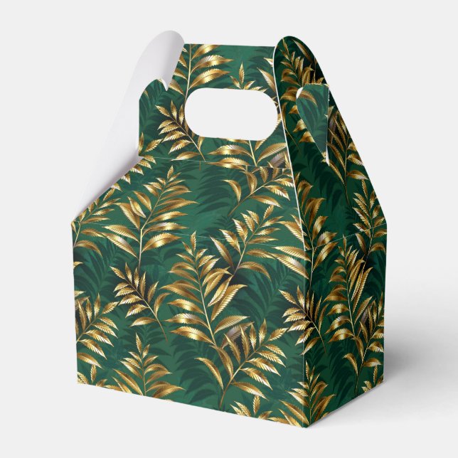 Seamless pattern with golden ferns favor box (Front Side)