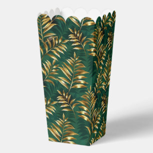 Seamless pattern with golden ferns favor box
