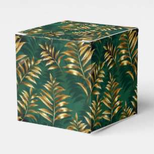Seamless pattern with golden ferns favor box