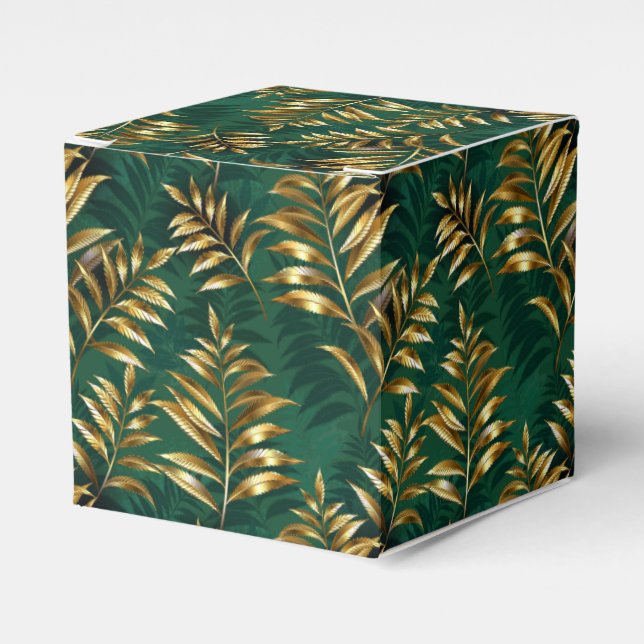Seamless pattern with golden ferns favor box (Front Side)