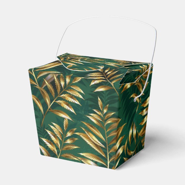 Seamless pattern with golden ferns favor box (Front Side)