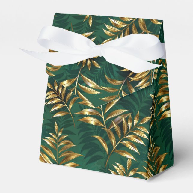 Seamless pattern with golden ferns favor box (Front Side)