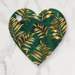 Seamless pattern with golden ferns favour tags