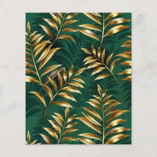Seamless pattern with golden ferns flyer