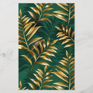 Seamless pattern with golden ferns flyer