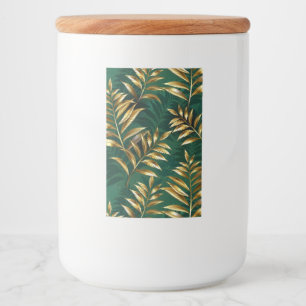Seamless pattern with golden ferns food label