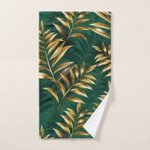 Seamless pattern with golden ferns hand towel