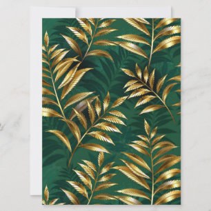 Seamless pattern with golden ferns invitation