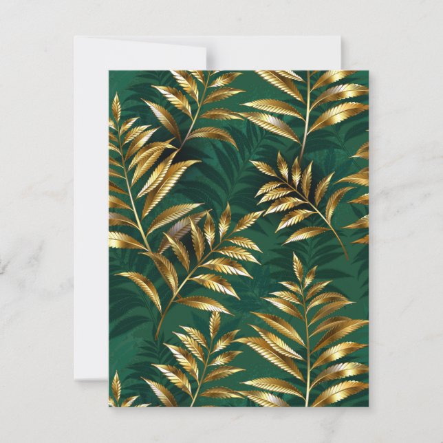 Seamless pattern with golden ferns invitation (Front)