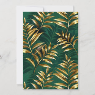 Seamless pattern with golden ferns invitation