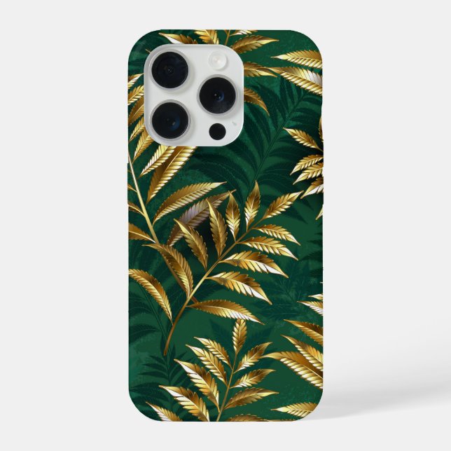 Seamless pattern with golden ferns iPhone case (Back)