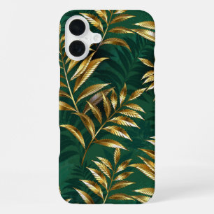 Seamless pattern with golden ferns iPhone 16 plus case