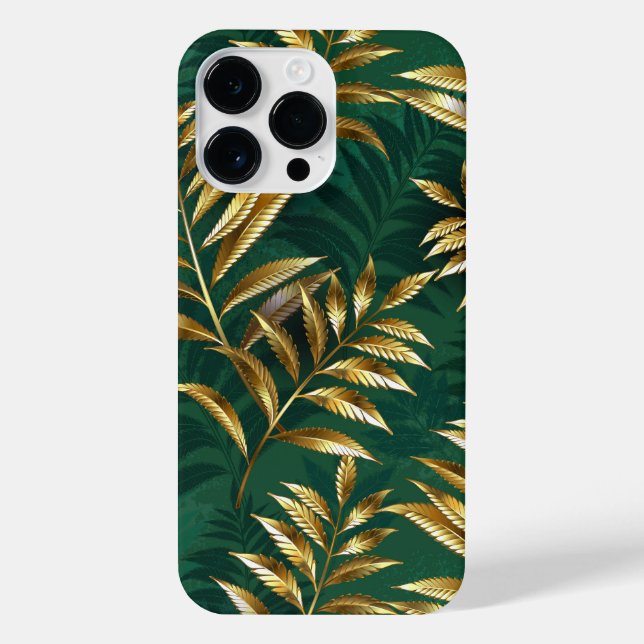 Seamless pattern with golden ferns iPhone case (Back)