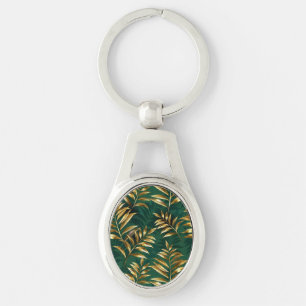 Seamless pattern with golden ferns keychain