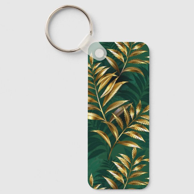 Seamless pattern with golden ferns keychain (Front)