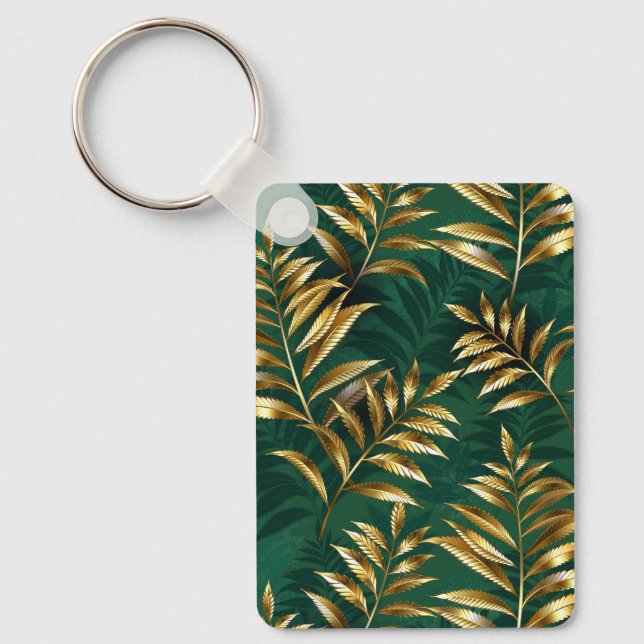 Seamless pattern with golden ferns keychain (Front)