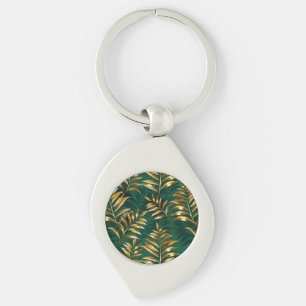 Seamless pattern with golden ferns keychain