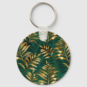 Seamless pattern with golden ferns keychain
