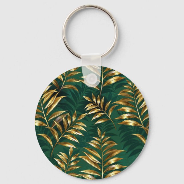 Seamless pattern with golden ferns keychain (Front)