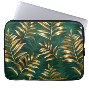 Seamless pattern with golden ferns laptop sleeve