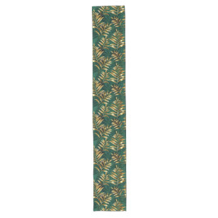 Seamless pattern with golden ferns long table runner