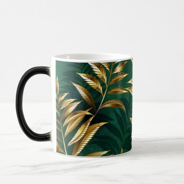 Seamless pattern with golden ferns magic mug (Left)
