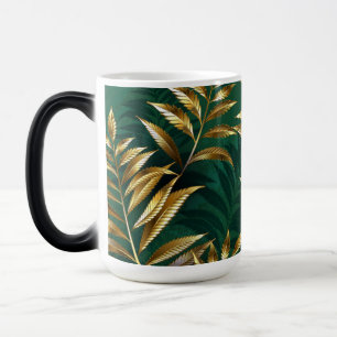 Seamless pattern with golden ferns magic mug