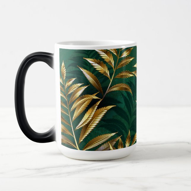 Seamless pattern with golden ferns magic mug (Left)