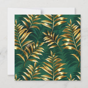 Seamless pattern with golden ferns magnetic invitation